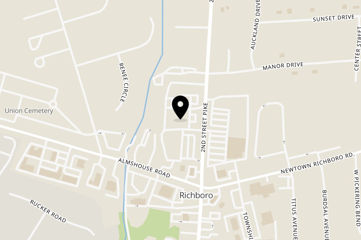 Map showing the location of UVA Ristorante Italiano on 1040 Second Street Pike in Richboro